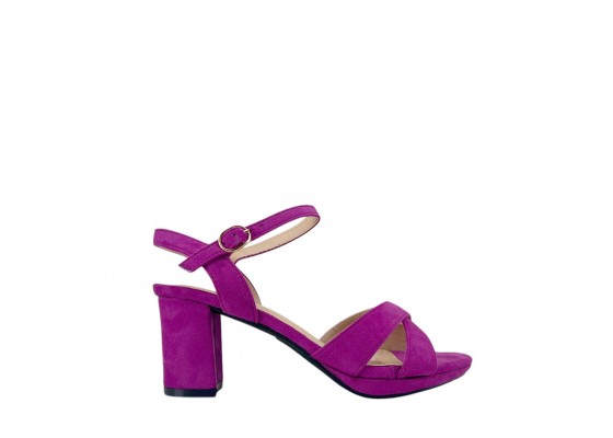 Sandalia Tacón Ancho Efecto Ante